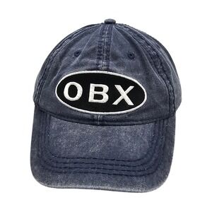 OBX Outer Banks North Carolina Hat Strand Headwear Navy Blue Distressed Dad Cap